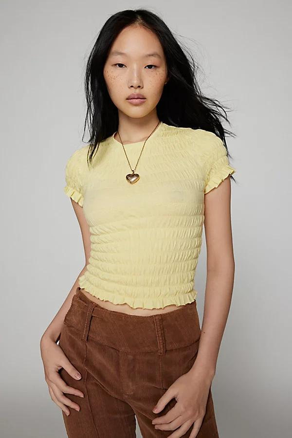 Kimchi Blue Shay Smocked Cropped Top Womens at Urban Outfitters Product Image