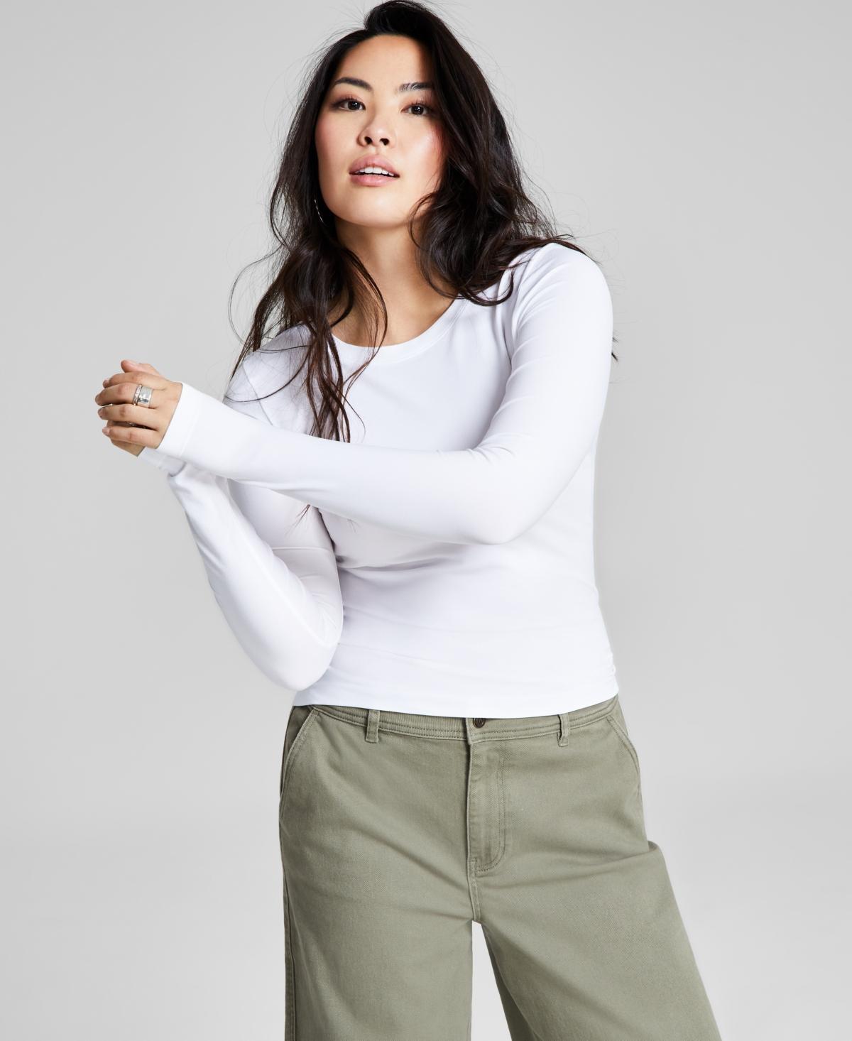 Women's Long-Sleeve Seamless Crewneck Top, Created for Macy's Product Image