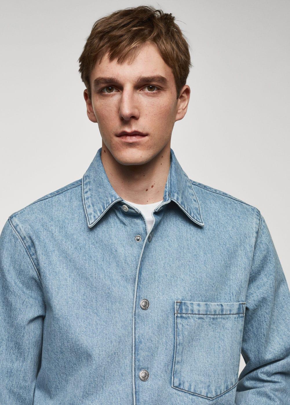 MANGO MAN - Pocket denim overshirt light blueMen Product Image