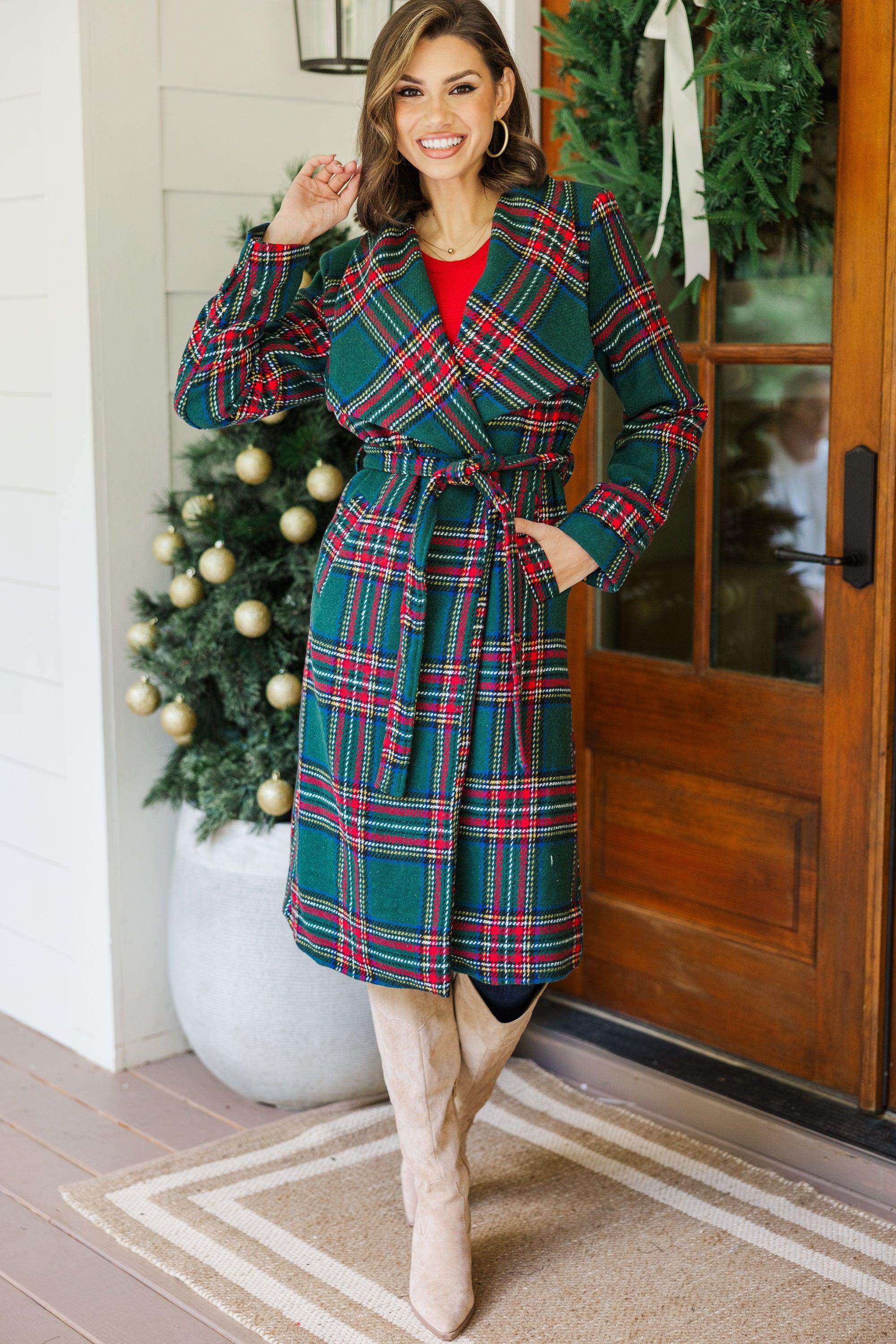 All The Love Green Plaid Coat Female Product Image