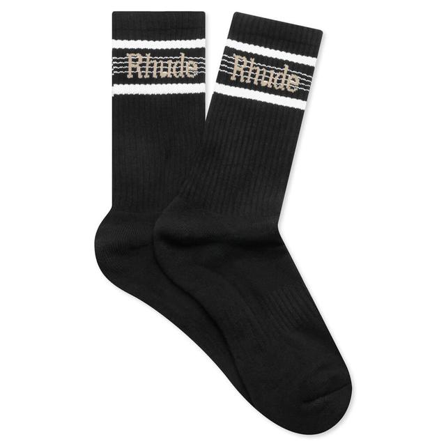 Logo Stripe Sport Socks - Black Male Product Image