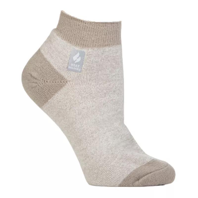 Womens Heat Holders Ultra Lite 3x Warmer Twist Ankle Socks Light Gray Ivory Product Image