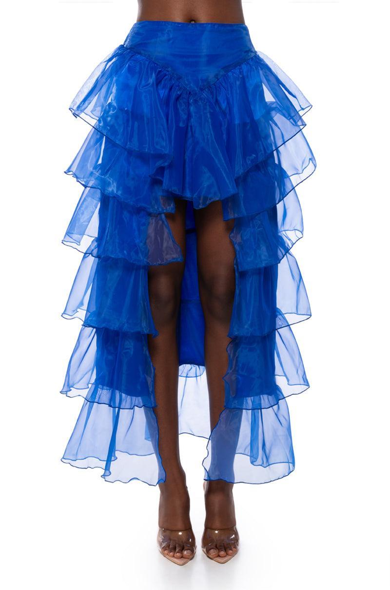 ONCE UPON A DREAM RUFFLE MAXI SKIRT IN ROYAL BLUE Product Image