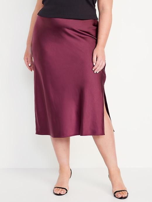 High-Waisted Satin Midi Slip Skirt product image