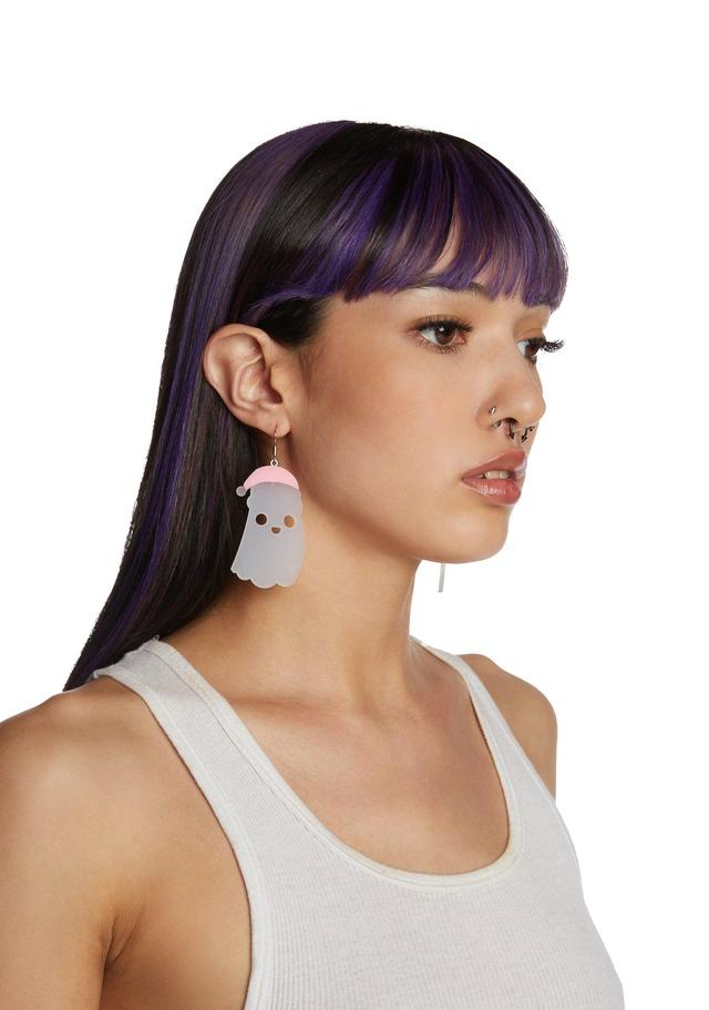 Santa Ghost Drop Earrings - White/Pink Product Image