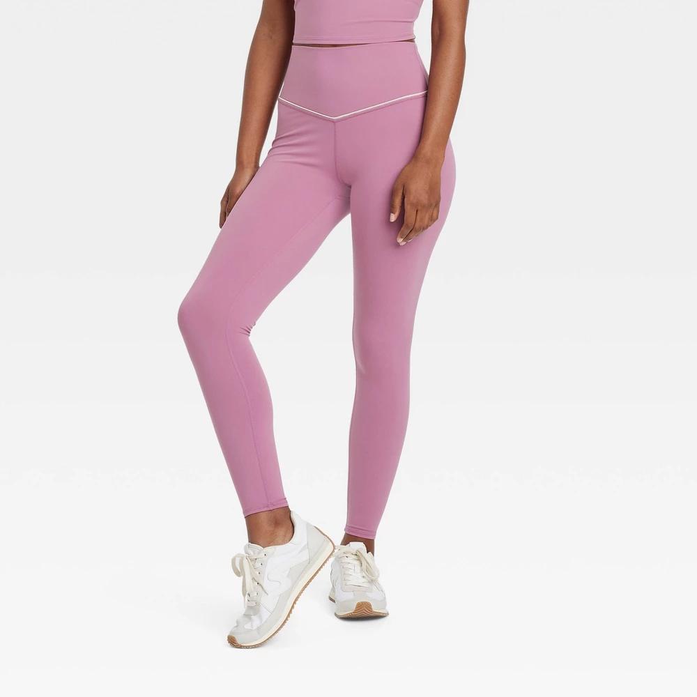 Womens High Rise Tipped 7/8 Leggings - JoyLab Mauve L Product Image