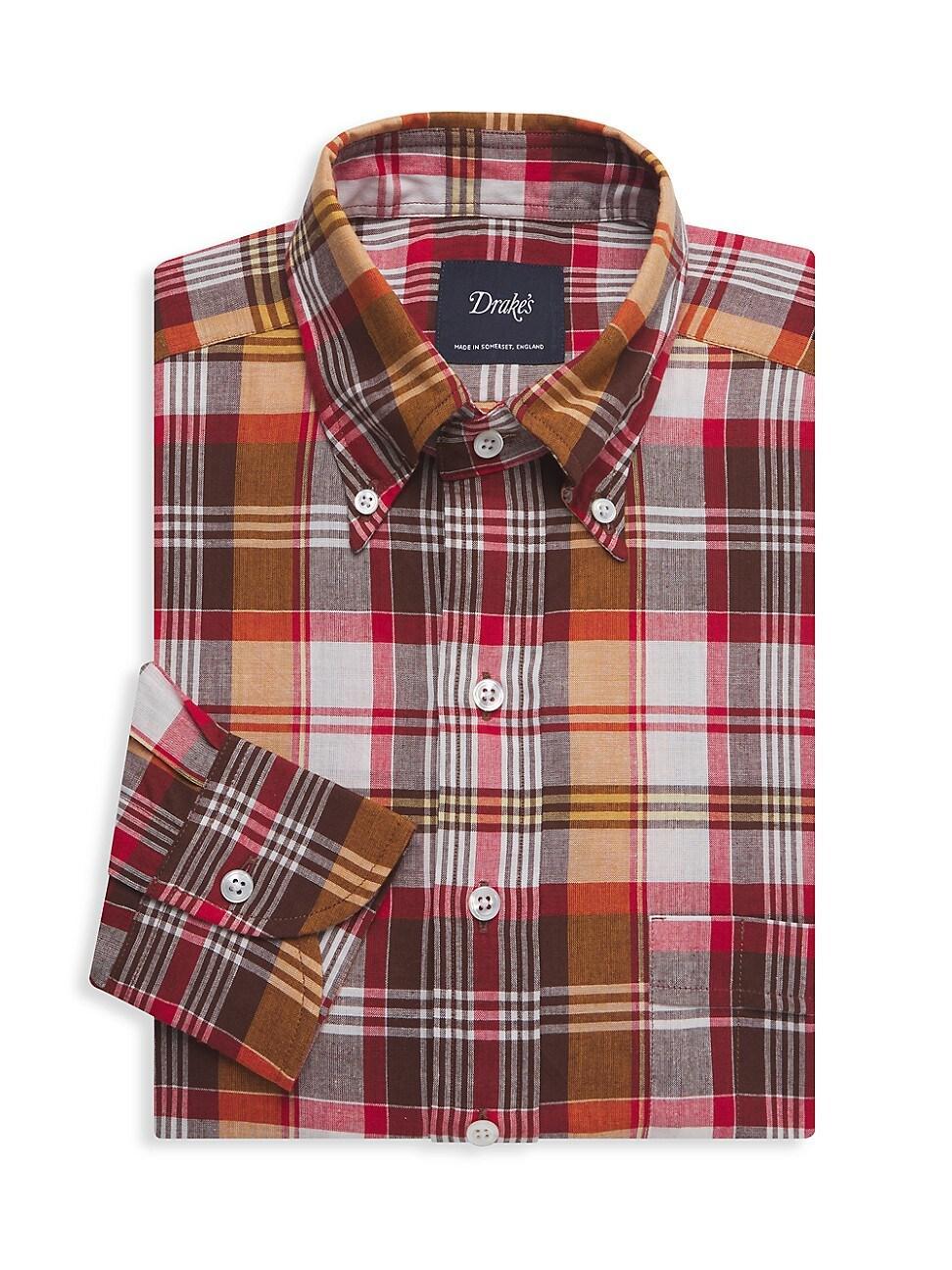 Mens Madras Check Button-Up Shirt Product Image