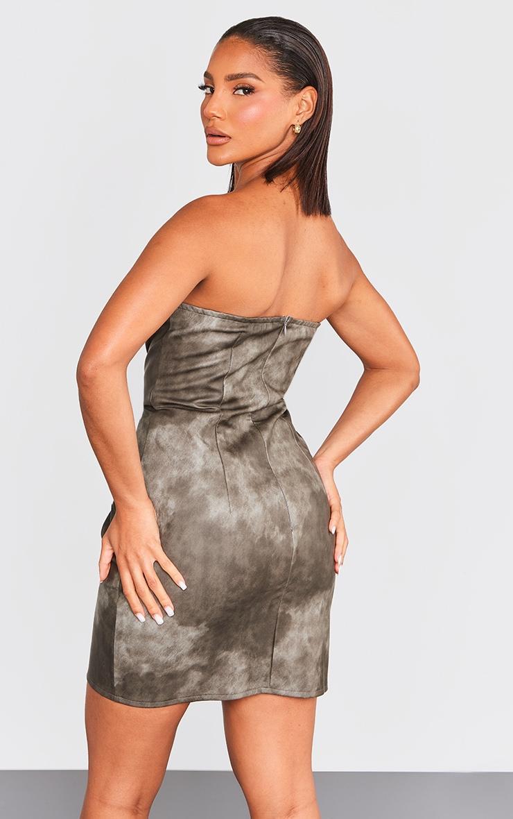 Charcoal Grey Acid Wash Seam Detail Bandeau Bodycon Dress Product Image