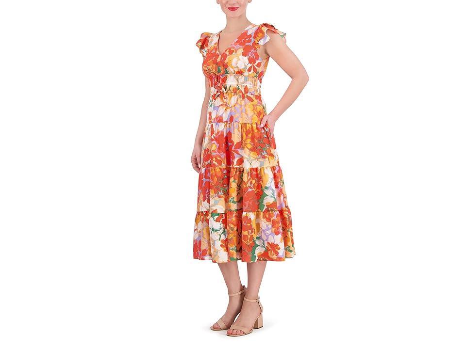 Women's Floral-Print Tiered Midi Dress Product Image