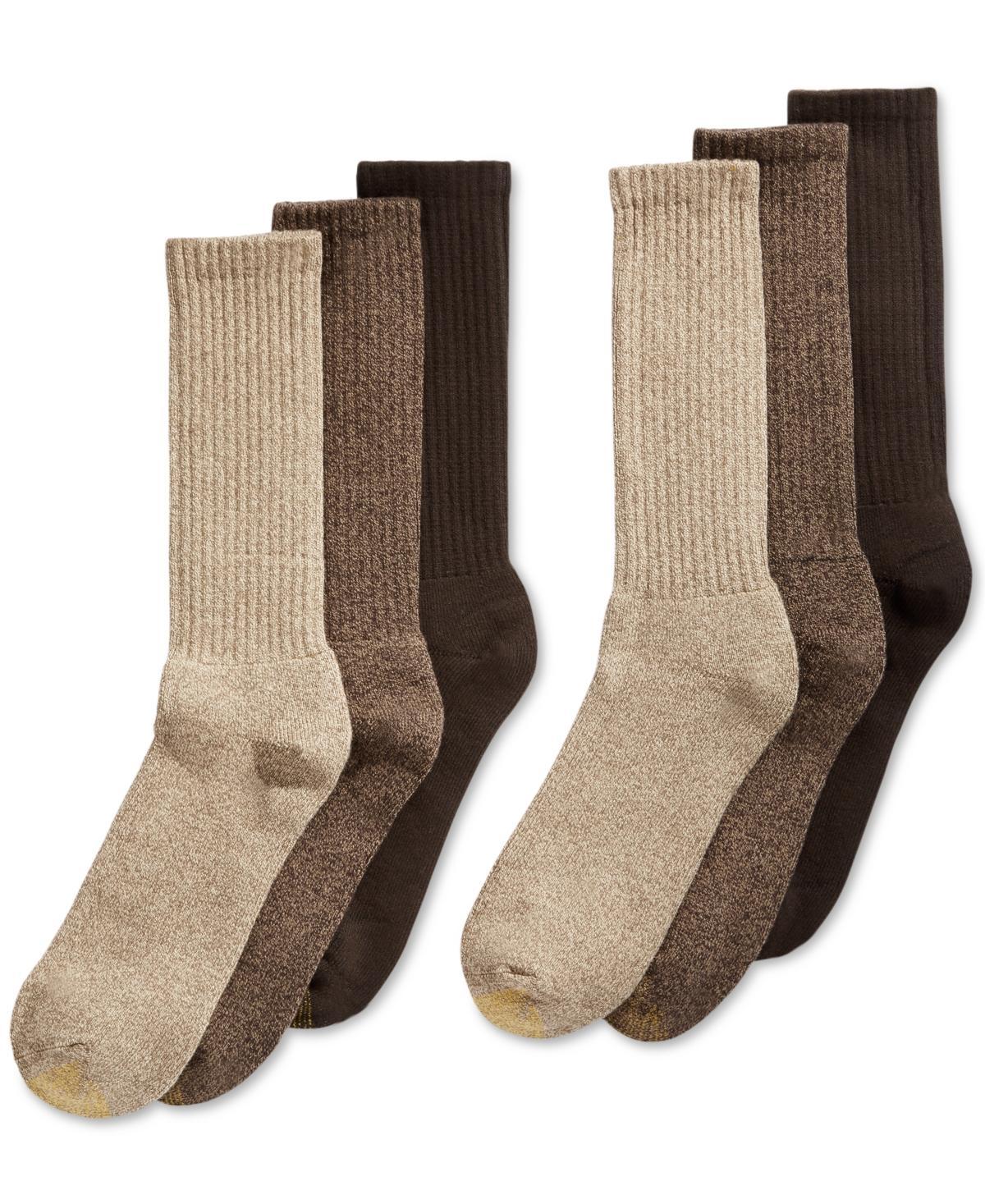 Mens GOLDTOE 6-Pack Harrington Crew Socks Oatmeal Product Image