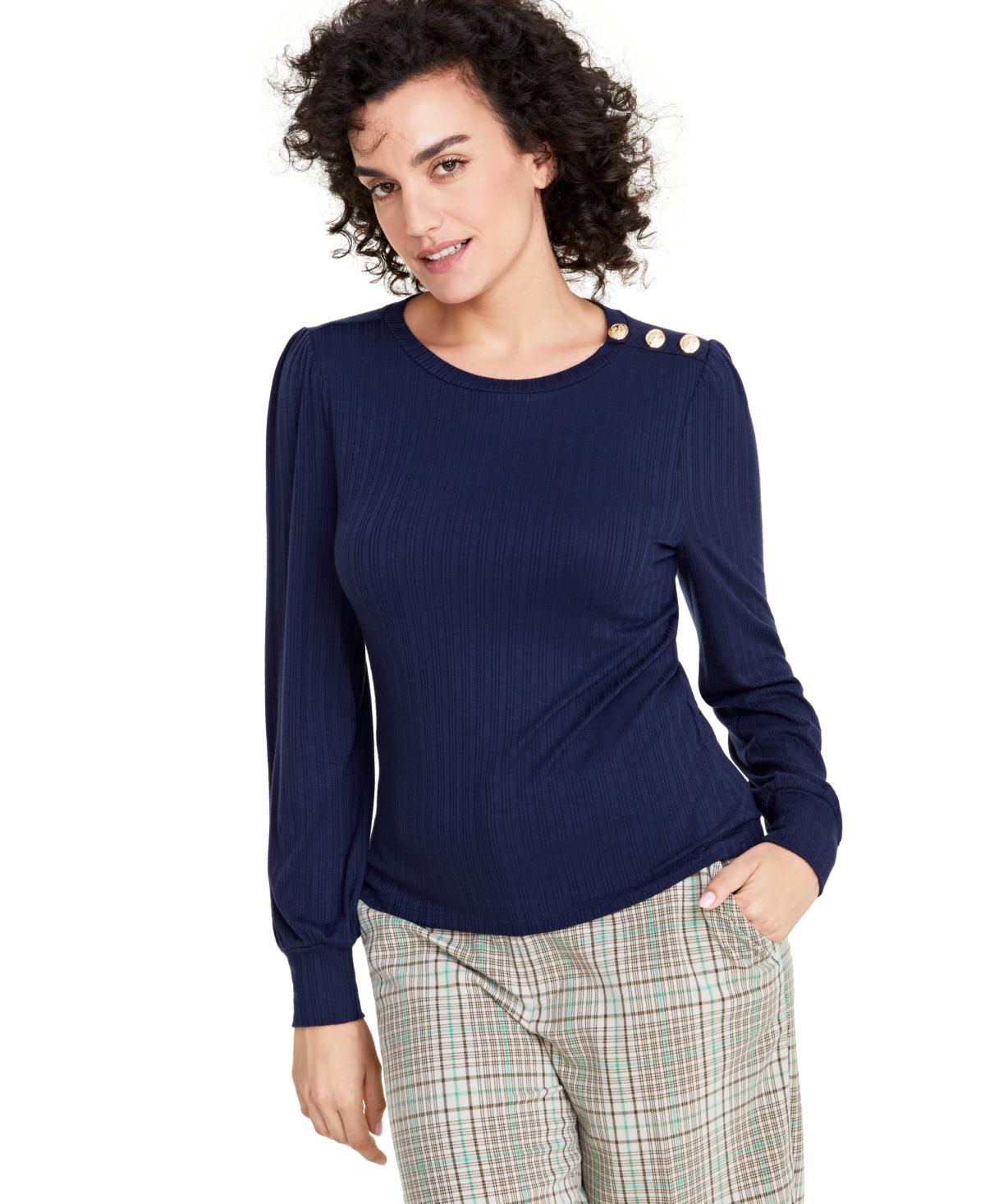 On 34th Womens Long-Sleeve Button-Shoulder Knit Top, Created for Macys Product Image