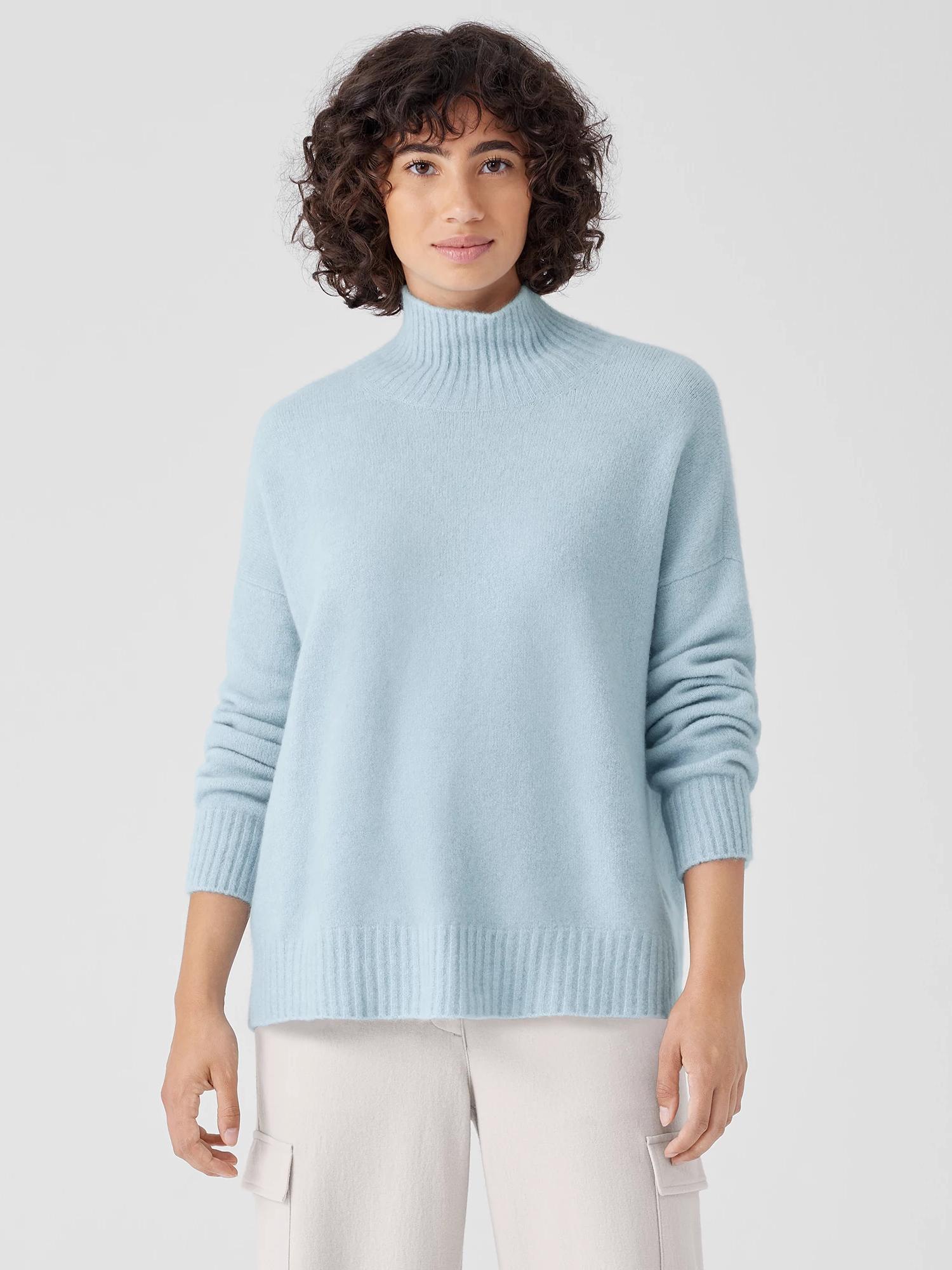 EILEEN FISHER Cashmere Silk Bliss Turtleneck Box-Topfemale Product Image