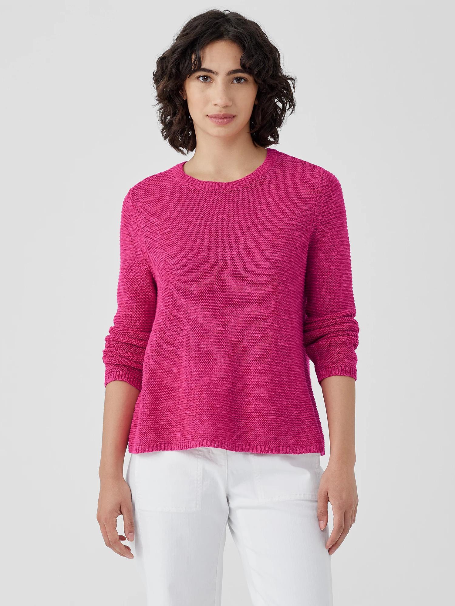 EILEEN FISHER Organic Linen Cotton Slub Crew Neck Topfemale Product Image