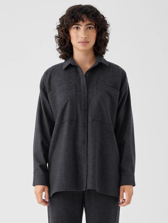 EILEEN FISHER Soft Wool Flannel Classic Collar Shirtfemale Product Image