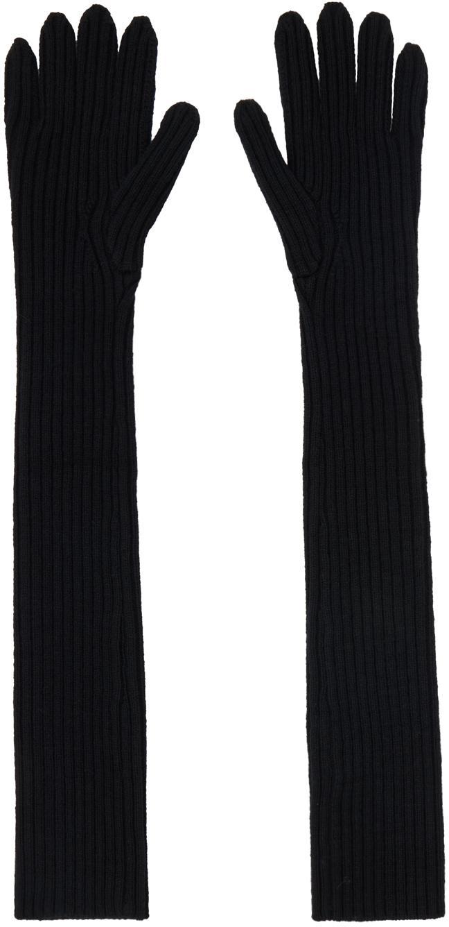 DRIES VAN NOTEN Long Wool Gloves In Blue Product Image