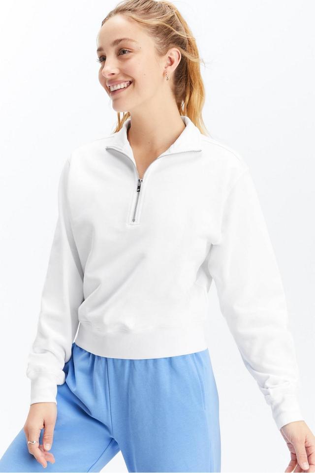 Fabletics Lightweight Go-To Half Zip Sweatshirt Womens white Size XXS Product Image