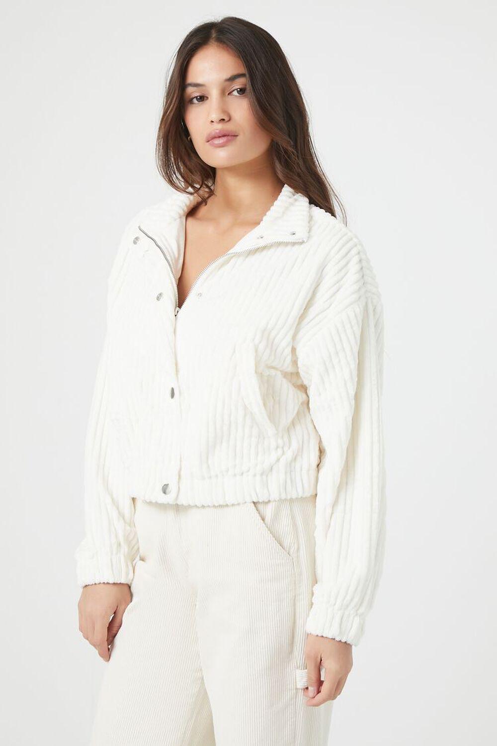 Ribbed Cropped Bomber Jacket | Forever 21 Product Image