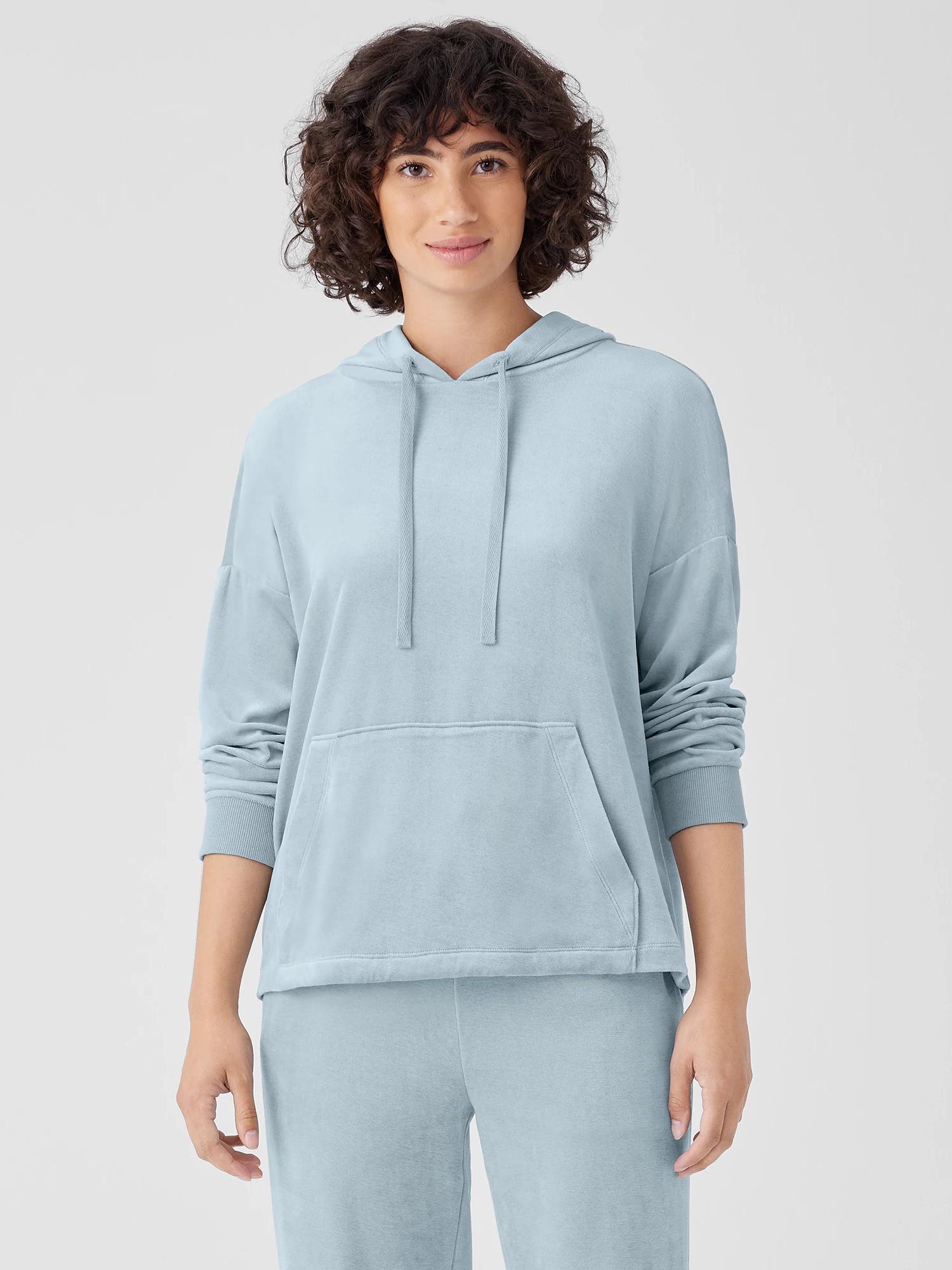 EILEEN FISHER Cozy Velour Knit Hooded Topfemale Product Image