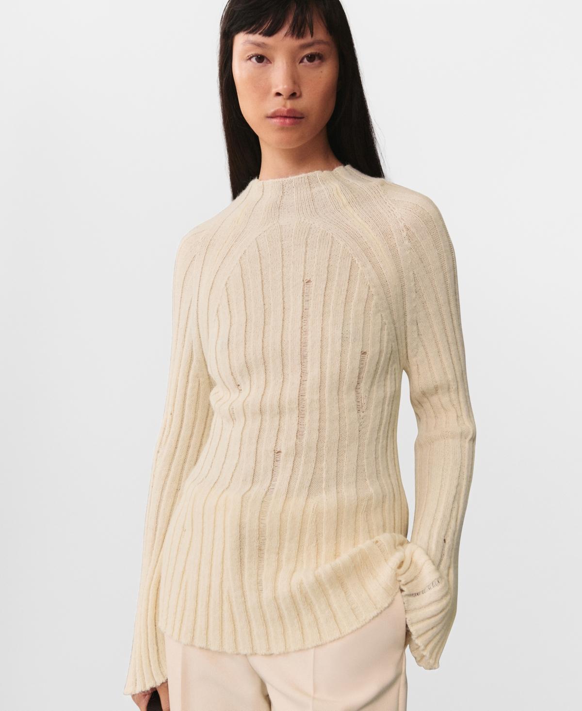 Mango Womens Ribbed Knitted Sweater Product Image