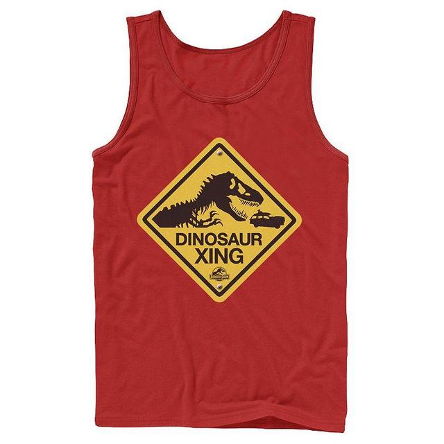 Mens Jurassic Park Dinosaur Crossing Yellow Sign Tank Top Product Image