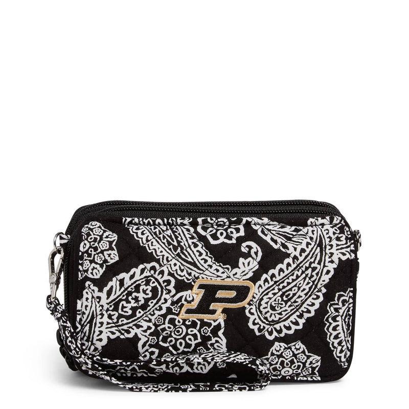 Vera Bradley Collegiate RFID All in One Crossbody Bag Women in Black/White Bandana with Purdue University Logo Product Image