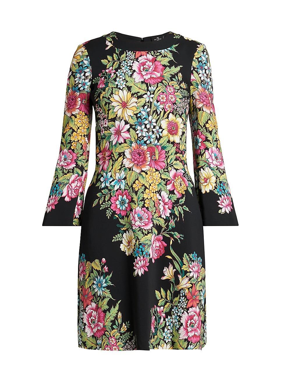 Bouquet Floral-Print Long-Sleeve Jersey Dress Product Image