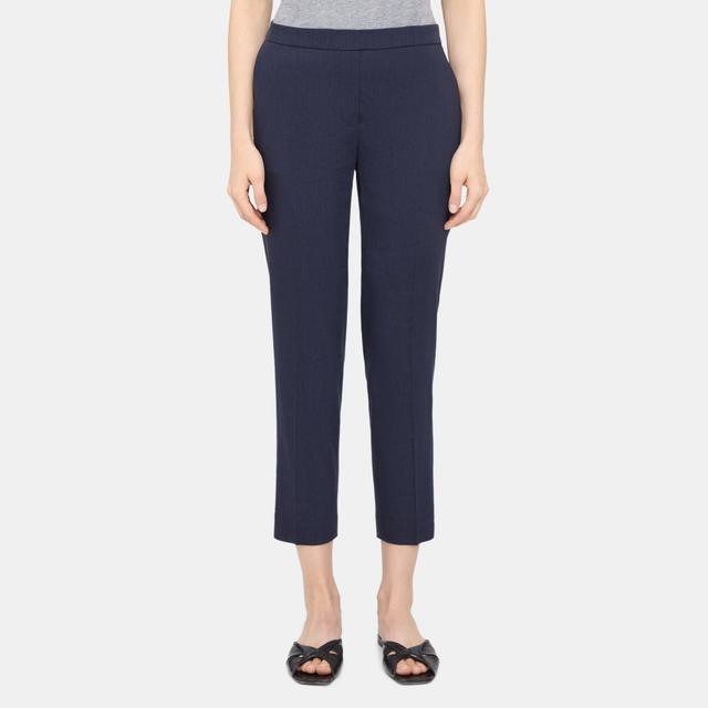 Linen-Blend Slim Cropped Pull-On Pant | Theory Outlet Product Image