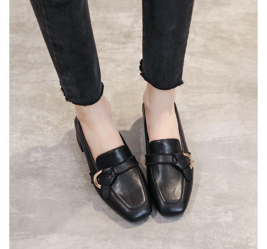 Genuine Leather Chunky Heel Buckled Loafers product image