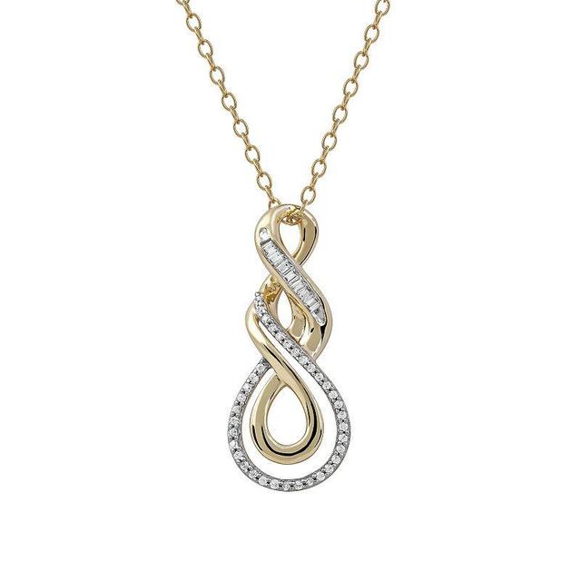 DeCouer Sterling Silver 1/6 Carat T.W. Diamond Swirl Pendant Necklace, Womens Gold Tone Product Image