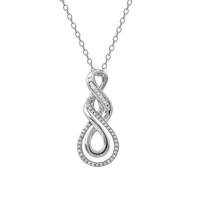 DeCouer Sterling Silver 1/6 Carat T.W. Diamond Swirl Pendant Necklace, Womens Rose Gold Tone Product Image