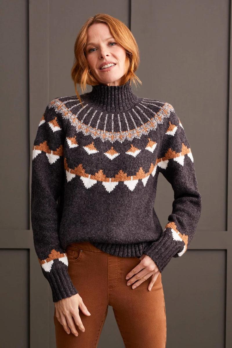 Mock Neck Intarsia Sweater Product Image