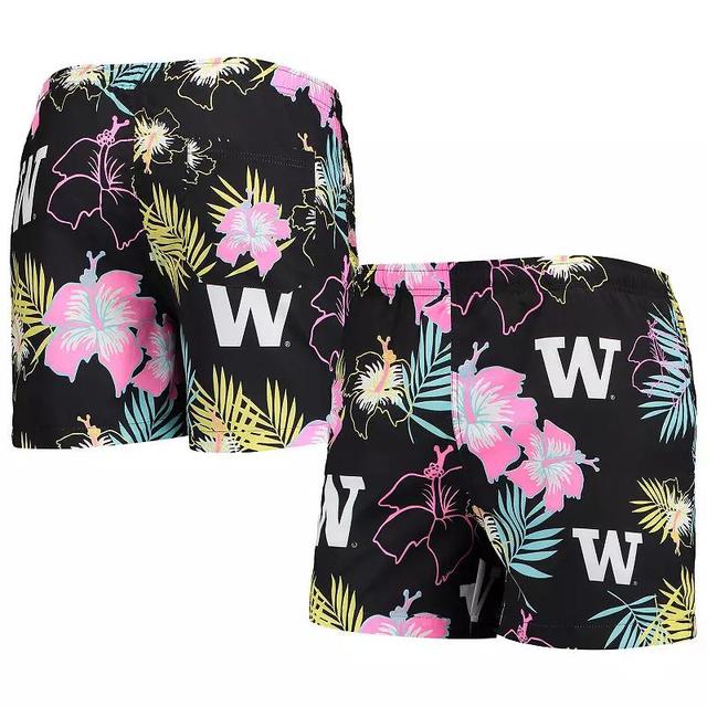 Mens FOCO Washington Huskies Neon Floral Swim Trunks Product Image