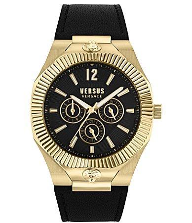 Versace Versus Versace Mens Echo Park Multifunction Black Leather Watch Product Image