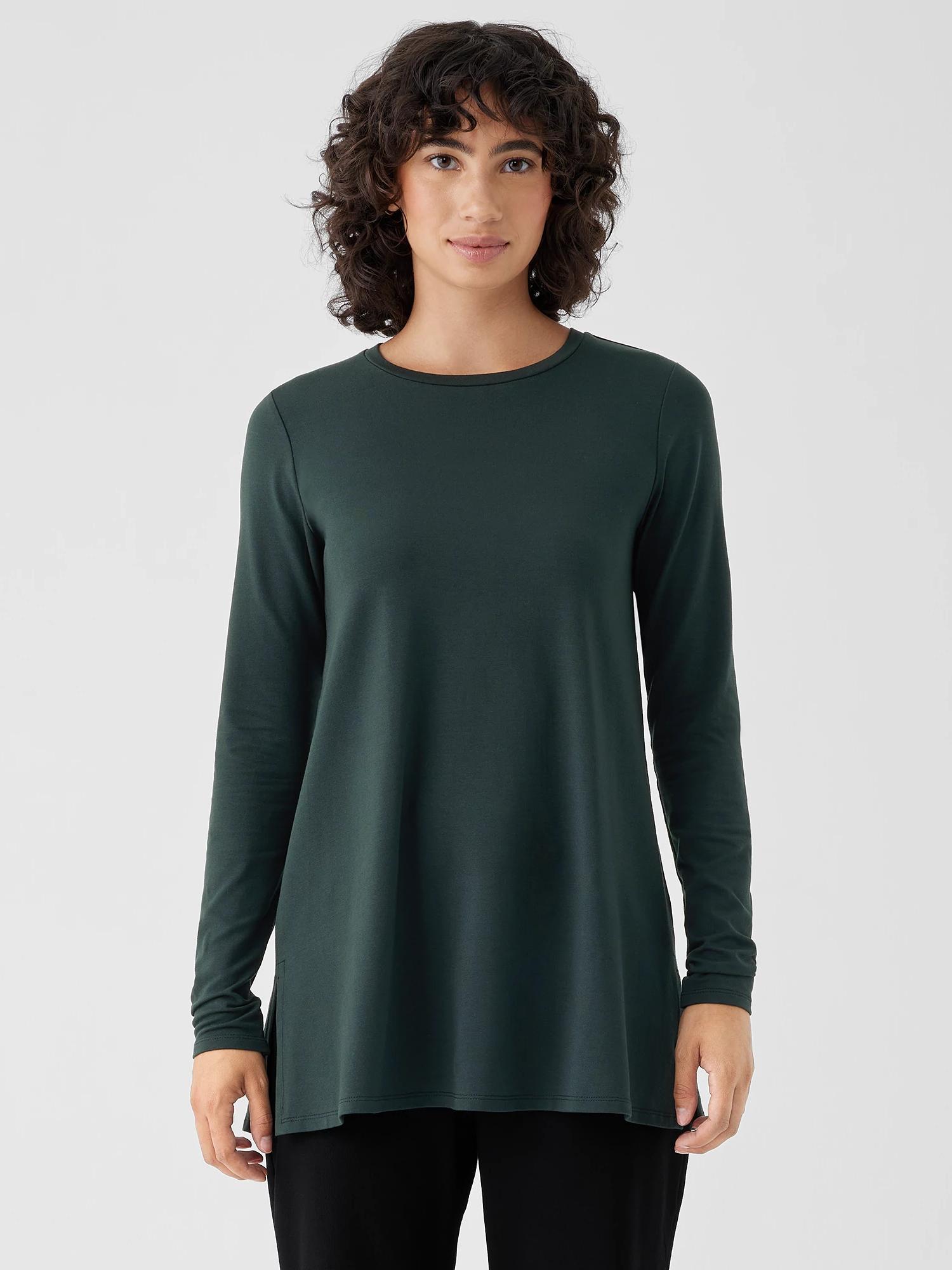 EILEEN FISHER Stretch Jersey Knit Crew Neck Long Topfemale Product Image