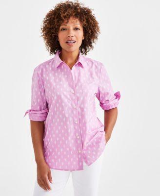 Style & Co Womens Printed Cotton Perfect Shirt, Created for Macys Product Image