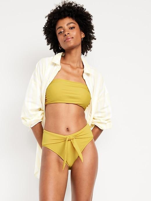 High-Waisted Bikini Swim Bottoms Product Image