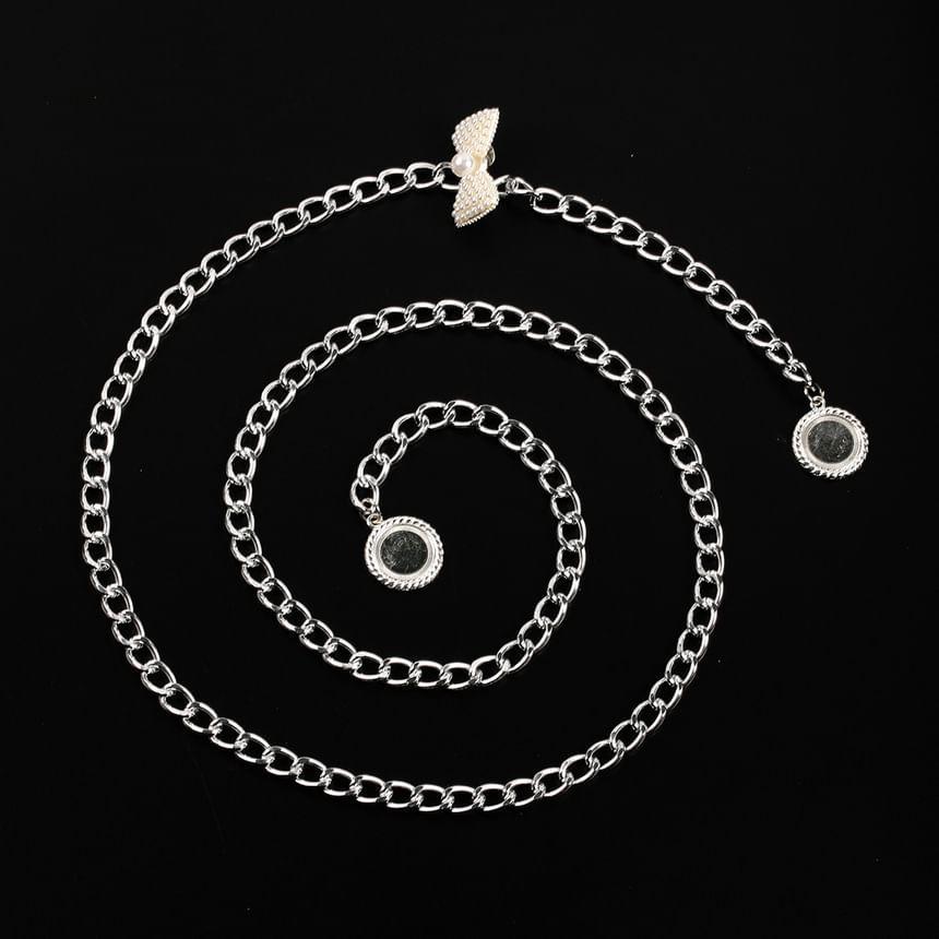 Bow Faux Pearl Alloy Waist Chain Product Image