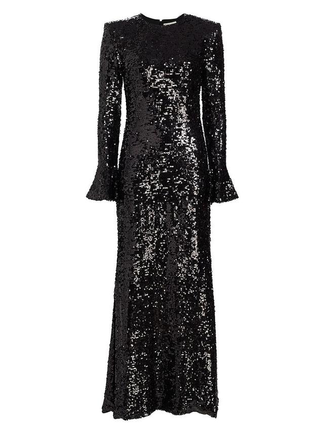 Womens Sequined Flare-Sleeve Maxi Dress Product Image