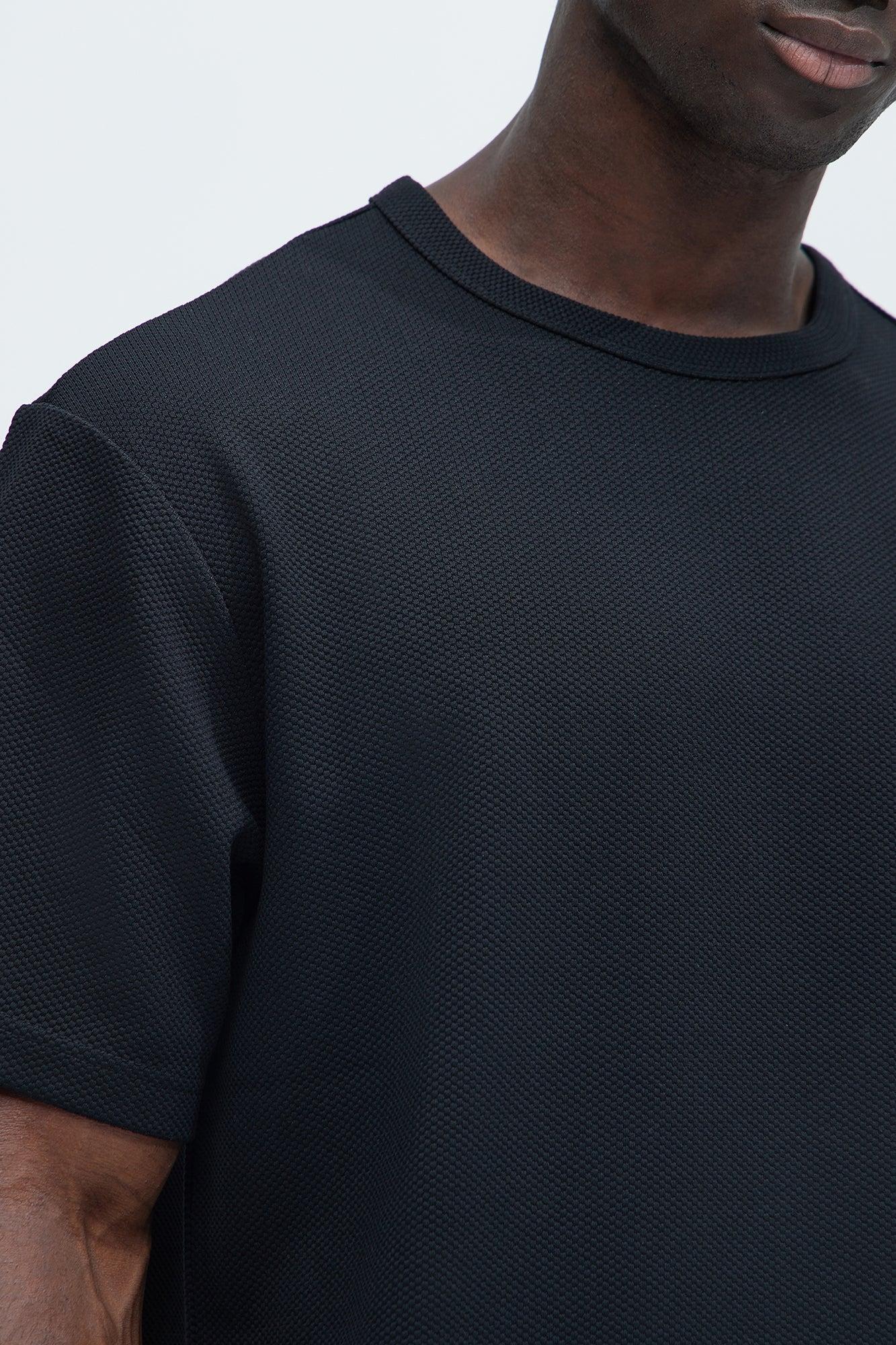 Kamryn Textured Relaxed Short Sleeve Tee - Black Product Image