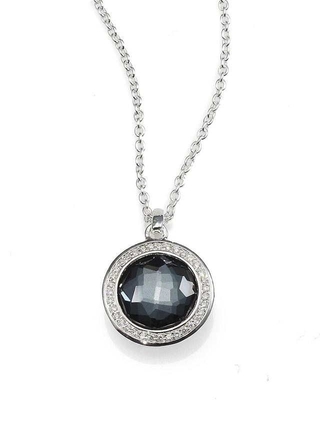 Lollipop Small Sterling Silver, Doublet & Diamond Pendant Necklace Product Image