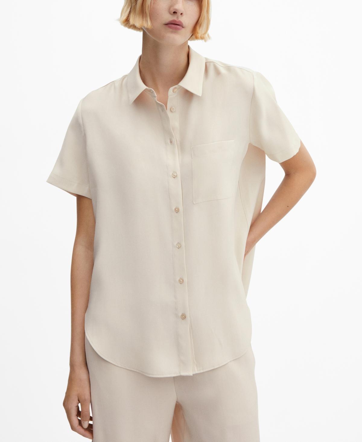 MANGO - Short-sleeve button-down shirt ecruWomen Product Image