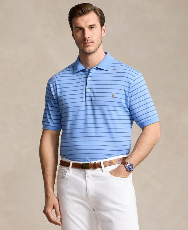 Polo Ralph Lauren Mens Big & Tall Striped Cotton Interlock Polo Shirt - Harbor Island Blue Product Image