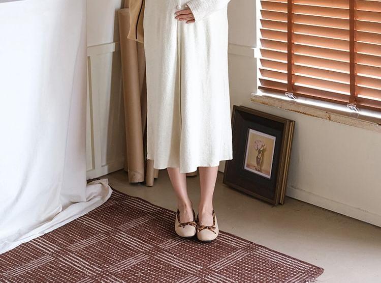 Maternity Set: Long-Sleeve Mock Neck Plain Ribbed Knit Top + Scoop Neck Button Front Midi Pinafore Dress Product Image