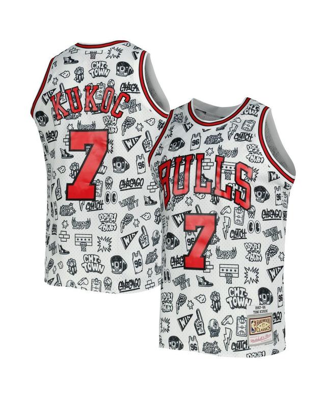 Mens Mitchell & Ness Toni Kukoc Chicago Bulls 1997-98 Hardwood Classics Doodle Swingman Jersey Product Image