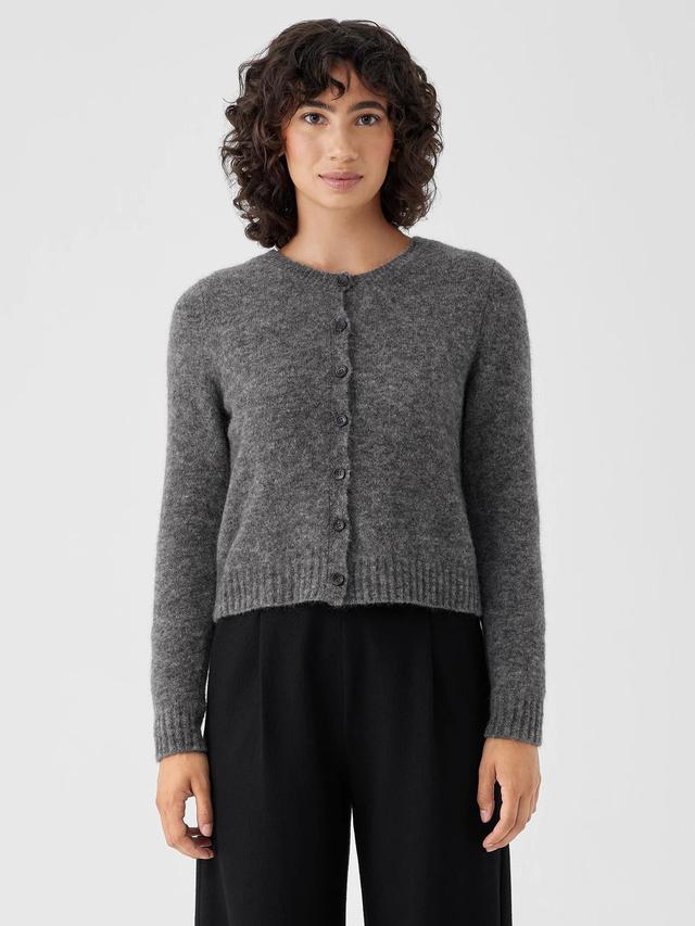 EILEEN FISHER Mohair Plush Mélange Crew Neck Cardiganfemale Product Image