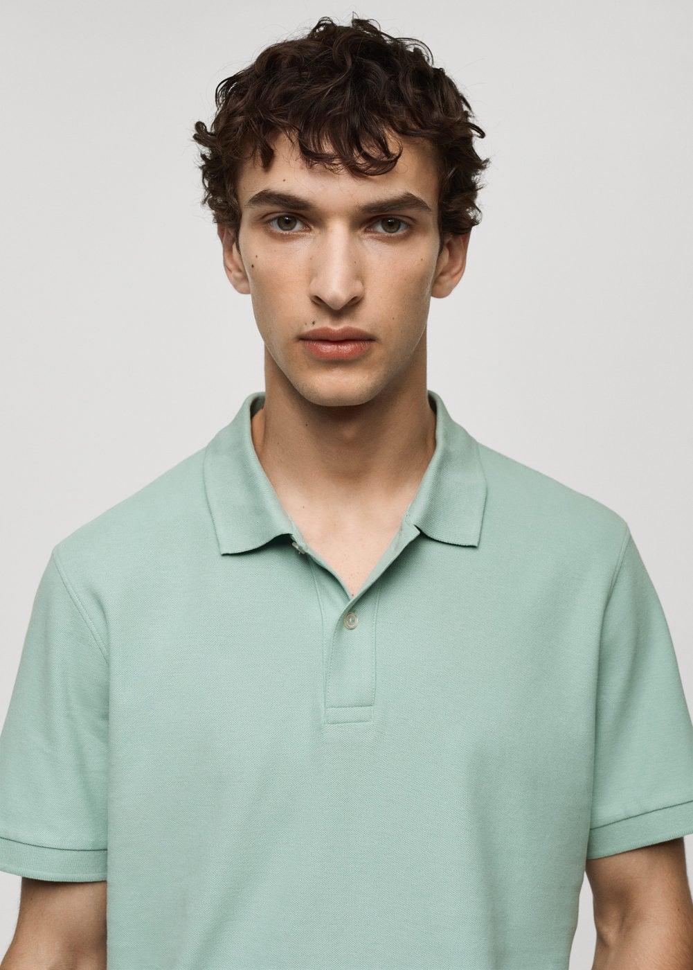 100% cotton pique polo shirt - Men | MANGO USA Product Image