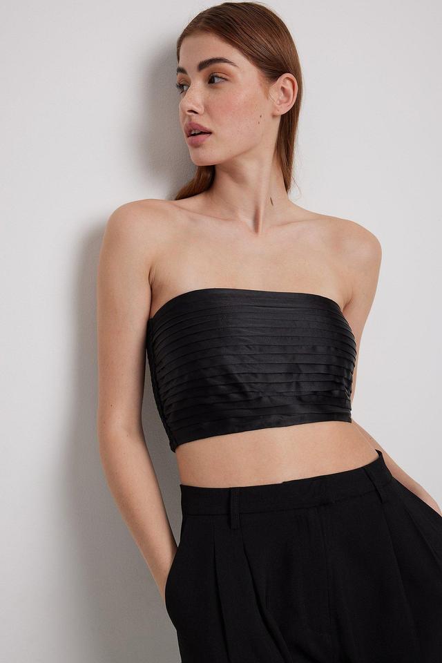 Ruched Front Satin Tube Top Product Image