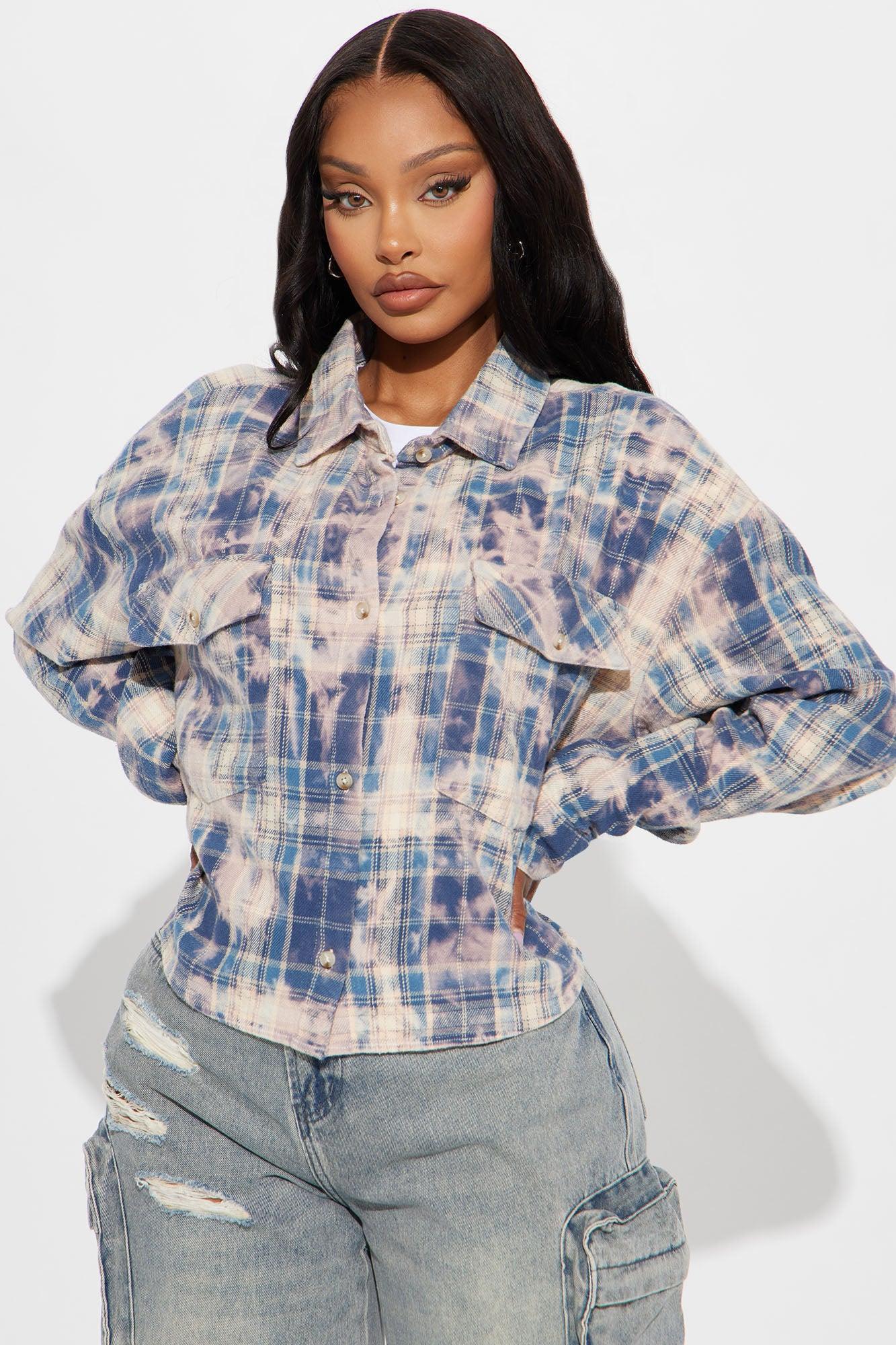 Street Queen Washed Plaid Shirt - Pink/combo Product Image