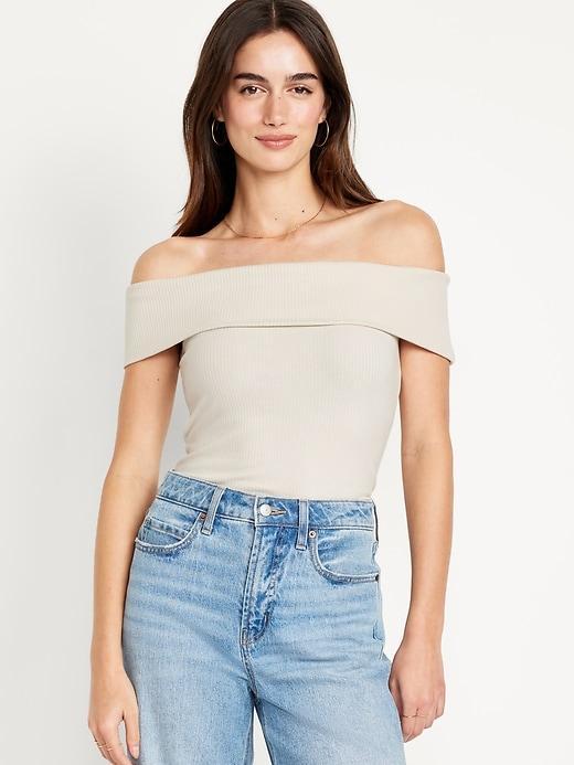 Off-Shoulder Ribbed Top Product Image