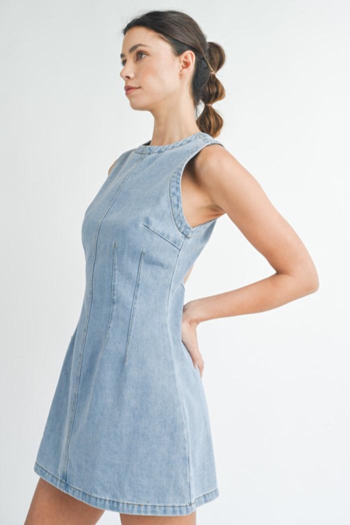 S/L Denim Mini Dress Product Image